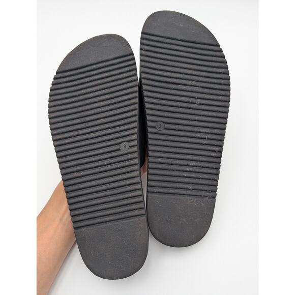 Steve Madden Mandie Slide Sandals Women's Leather Black/Gold Size US8M EU38.5 - Picture 8 of 11